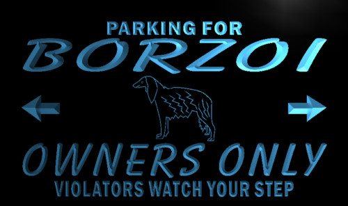 Borzoi Owners Parking Only Neon Light Sign